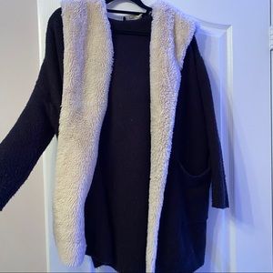💕 • Zara Hooded Cardigan w/ Faux Fur